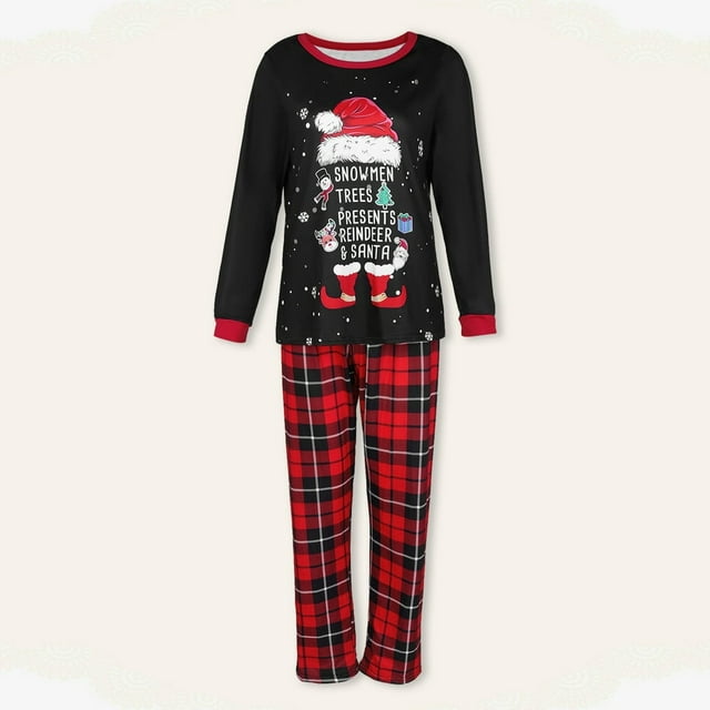Chemise d'Automne Familiale Haut Pantalon à Carreaux Style de Noël Costume Quotidien (Rouge P Papa)