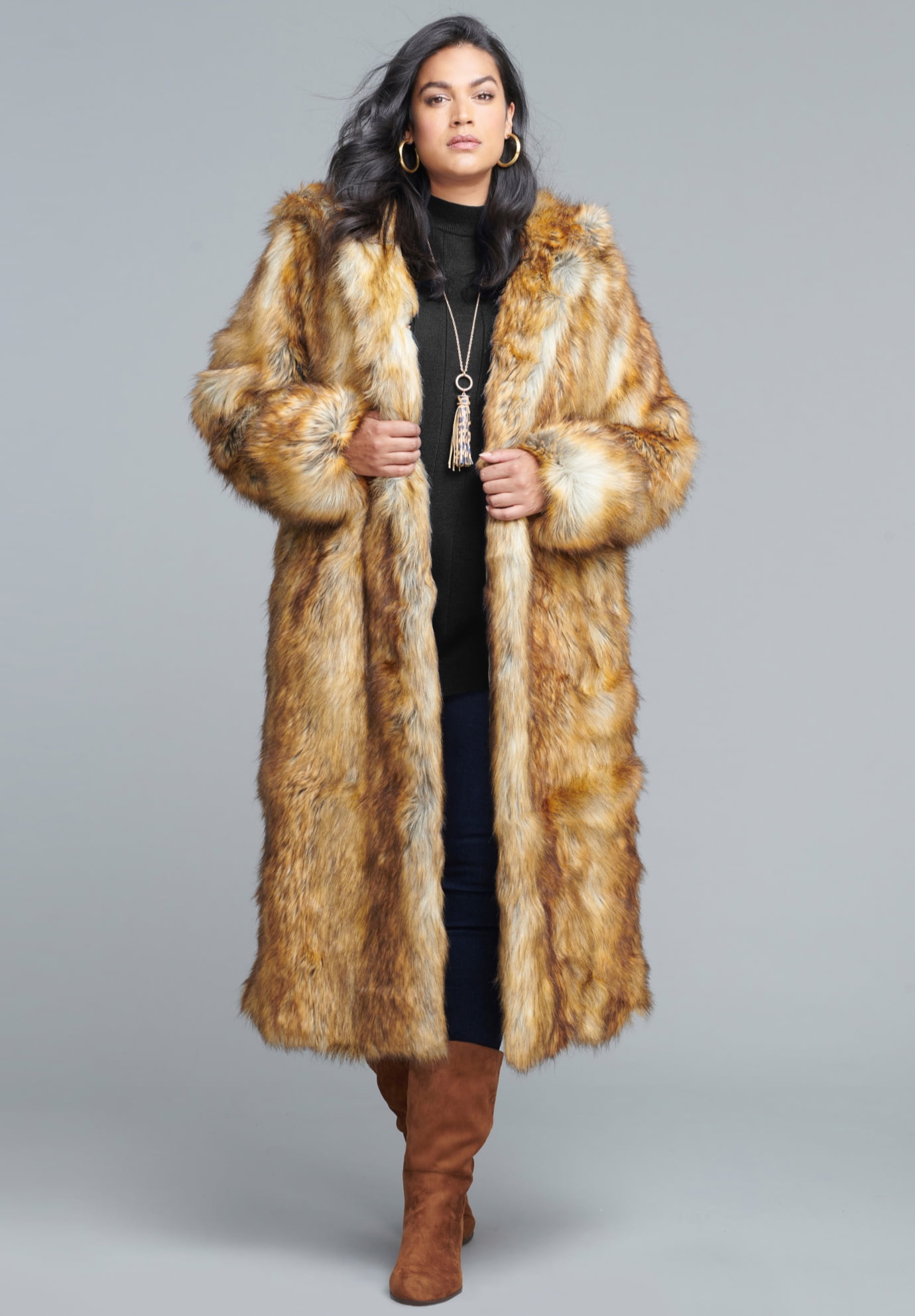Roamans Womens Plus Size Faux Fur Jacket 