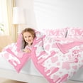 thumbnail image 4 of jejeloiu Cute Western Cowgirl Boots 7-Piece Twin Bedding Sets For Girls,Pink Coquette Bowknot Alphabet M Bedding Comforter Set For Kids,Pink Reversible, 4 of 7