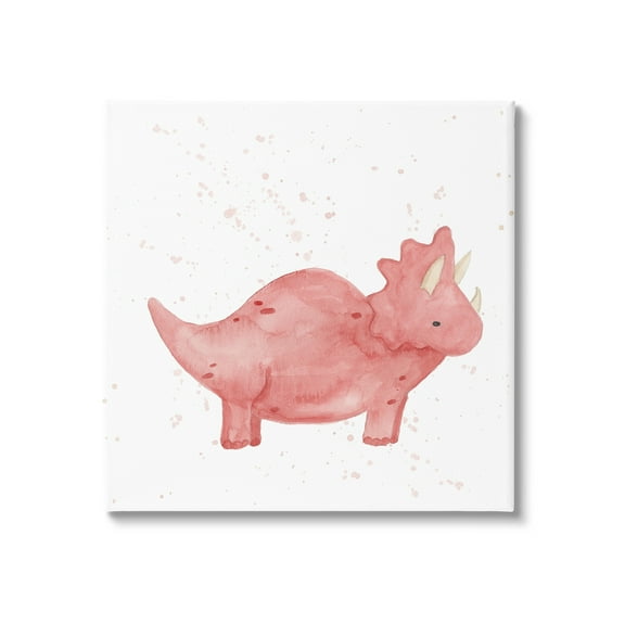 Stupell Pink Triceratops Dinosaur Animal Animals & Insects Painting Gallery Wrapped Canvas Print Wall Art