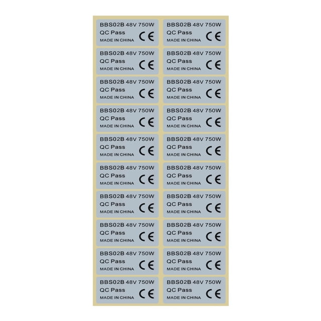 MYG for Bafang Electric Bicycle Sticker Set 20 PCS for 48V 750W BBS01/BBS02 E-Bike Motor Silver PVC Waterproof Label 45x23mm Accessory Replacement Part