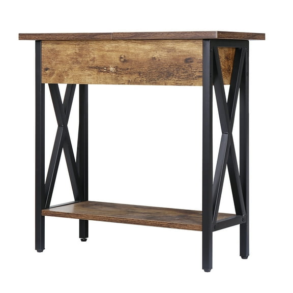 CZMDZH ide Table with Charging Station, Flip Top End Table with USB Ports and Outlets, Narrow Sofaside Table for Living Room Bedroom Small Spaces Like Apartment