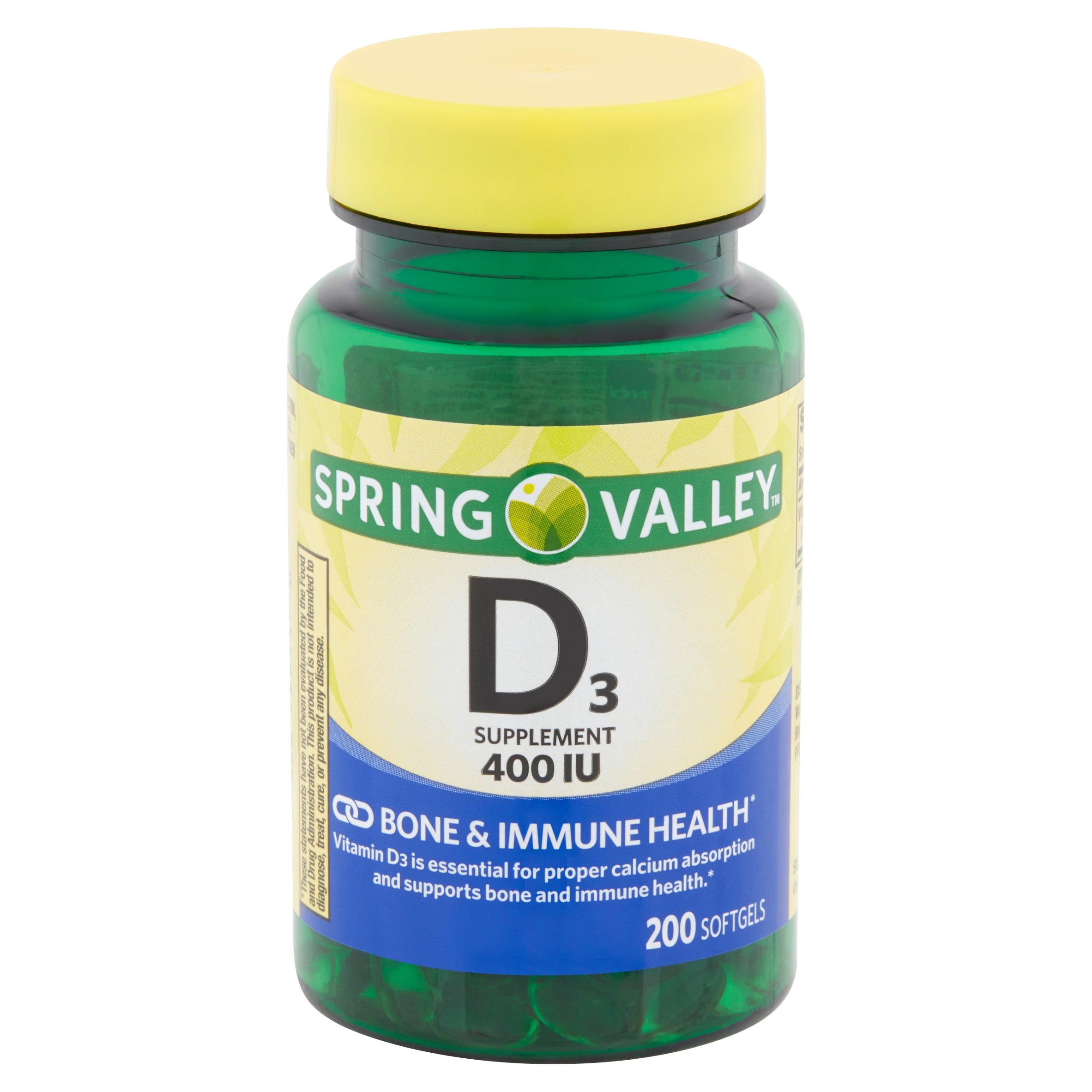 Spring Valley Vitamin D3 Softgels, 400IU, 200 Ct