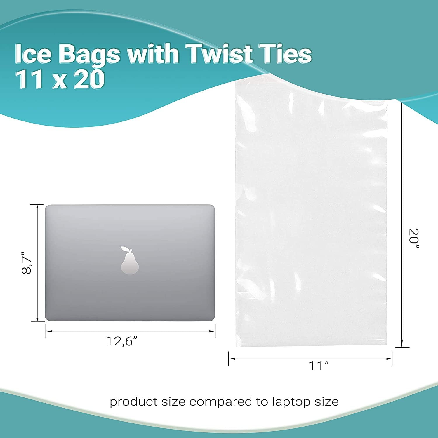 Dropship Pack Of 1000 Plain Top Ice Bags With Twist Ties 5 Lbs 9 X 18.  Printed Bags Ice Bags With Write On Block 9x18. Thickness 1.5 Mil.  Industrial Grade Safe Plastic