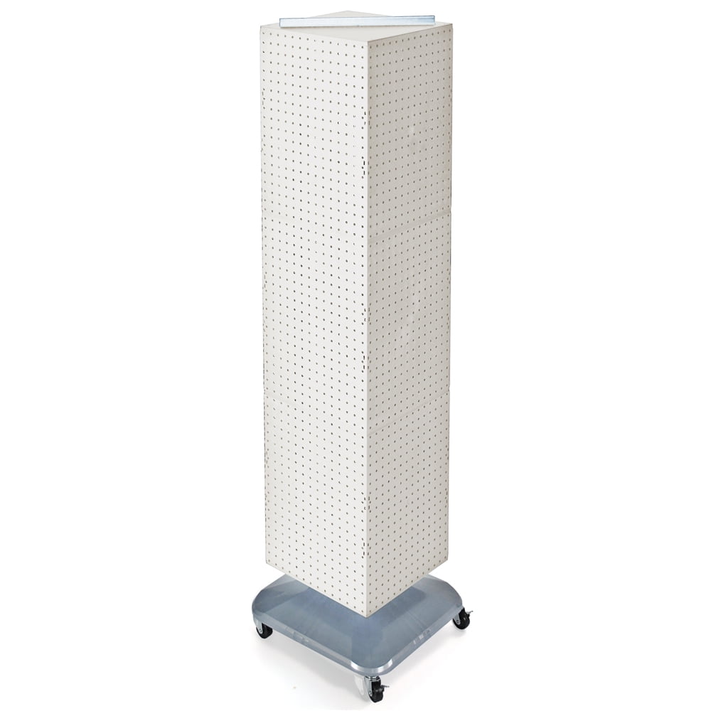 FourSided Pegboard Tower Floor Display on Revolving Wheeled Base