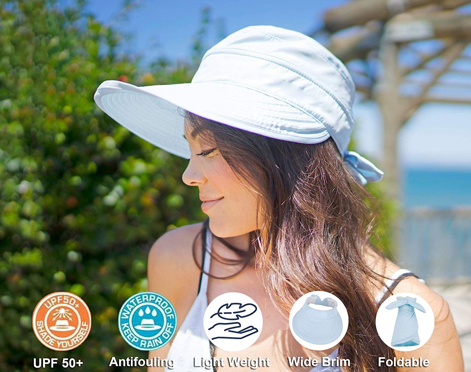 Wide Large Brim Sun Hat Summer UV Protection Thin Hat 2 in 1 Beach Sun Hat