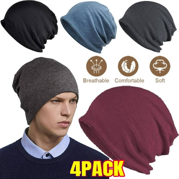 4 PACK Lightweight Beanie for Men and Women Baggy Skull Cap Hat Winter Cap Hip-Hop Reversible Cap