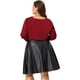 thumbnail image 4 of Women's Plus Size PU Skirt A-Line Versatile Flared Party Skirts Black 4X, 4 of 6