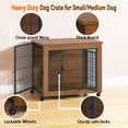 thumbnail image 3 of Peispie 32.5" Dog Crate Furniture with Wheels for Small Dogs, Heavy Duty Dog Kennel Indoor with 2 Doors, Wooden Pet Cage End Table, Sturdy Metal Dog Cage for Anxiety Dog, Walnut, 3 of 8