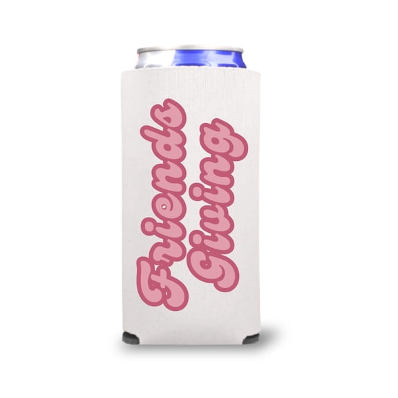 Retro Friendsgiving Skinny Coolers, Thanksgiving Slim Spiked Seltzer Coolies, Friendsgiving Party Favors and Gifts, Thanksgiving Skinny Coolies (White)