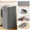 thumbnail image 2 of Dovied 2PCS Slim Laundry Hamper with Lid 85L Foldable Clothes Basket with Removable Mesh Bag & Handle for Closet Bathroom Bedroom (Gray), 2 of 7