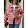 thumbnail image 5 of Cuteduck Women Plaid Fashion Jacket Button Up Long Sleeve Fall Casual Dressy Loose Coat with Pockets S-XL, 5 of 7