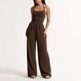 thumbnail image 2 of QATAINLAV Women's Summer Jumpsuit Trendy Spaghetti Strap One Piece Pants Casual Loose Wide Leg Romper Yoga Workout Outfits, Brown, S, 2 of 8