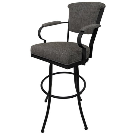 Miami Extra Tall 34" Metal Bar Stool - Noam Base -  Plumley Cocoa - Black