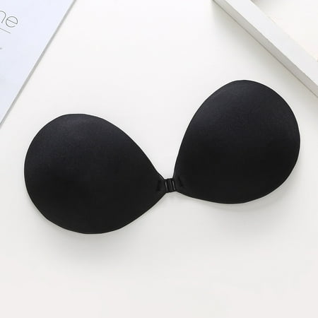 Qcmgmg Adhesive Bra Reusable Strapless Self Silicone Push-up Invisible Sticky Bras for Backless Dress