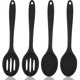 thumbnail image 1 of 4 cucharas de silicona para cocinar, antiadherentes, grandes, de 10,6 pulgadas, resistentes al calor, con ranuras para mezclar y remover, aptas para lavavajillas (negras)., 1 of 6