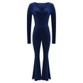 thumbnail image 5 of Conjunto de entrenamiento de 2 piezas para mujer: top corto de manga larga y pantalones de yoga con vuelta, conjunto de fitness a juego, 5 of 5