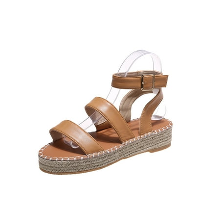 

Kesitin Ladies Lightweight Comfy Leopard Wedge Sandals Women Travel Shoes Anti Slip Buckle