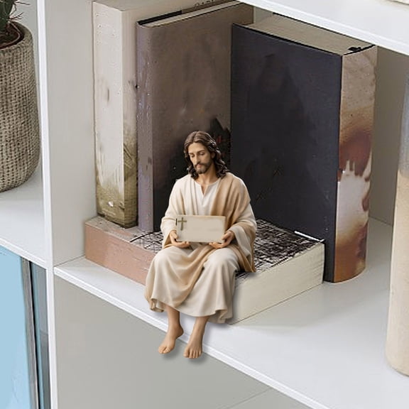 Jesus Resin Desk Companion Figurine, Car Dashboard Home Office Table Decor Jesus Christ Statue, Handmade Sitting Religious Decorative, Unique Spiritual Gift