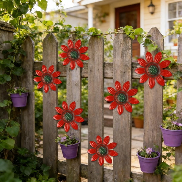 CREATITOY Outdoor Garden Iron Daisy Wall Hanging Decorative Art