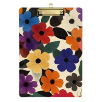 FORMRS Acrylic Clipboard with Low Profile Clip Standard A4 Letter Size, 12.5" x 9", Large Colorful Flowers Pattern