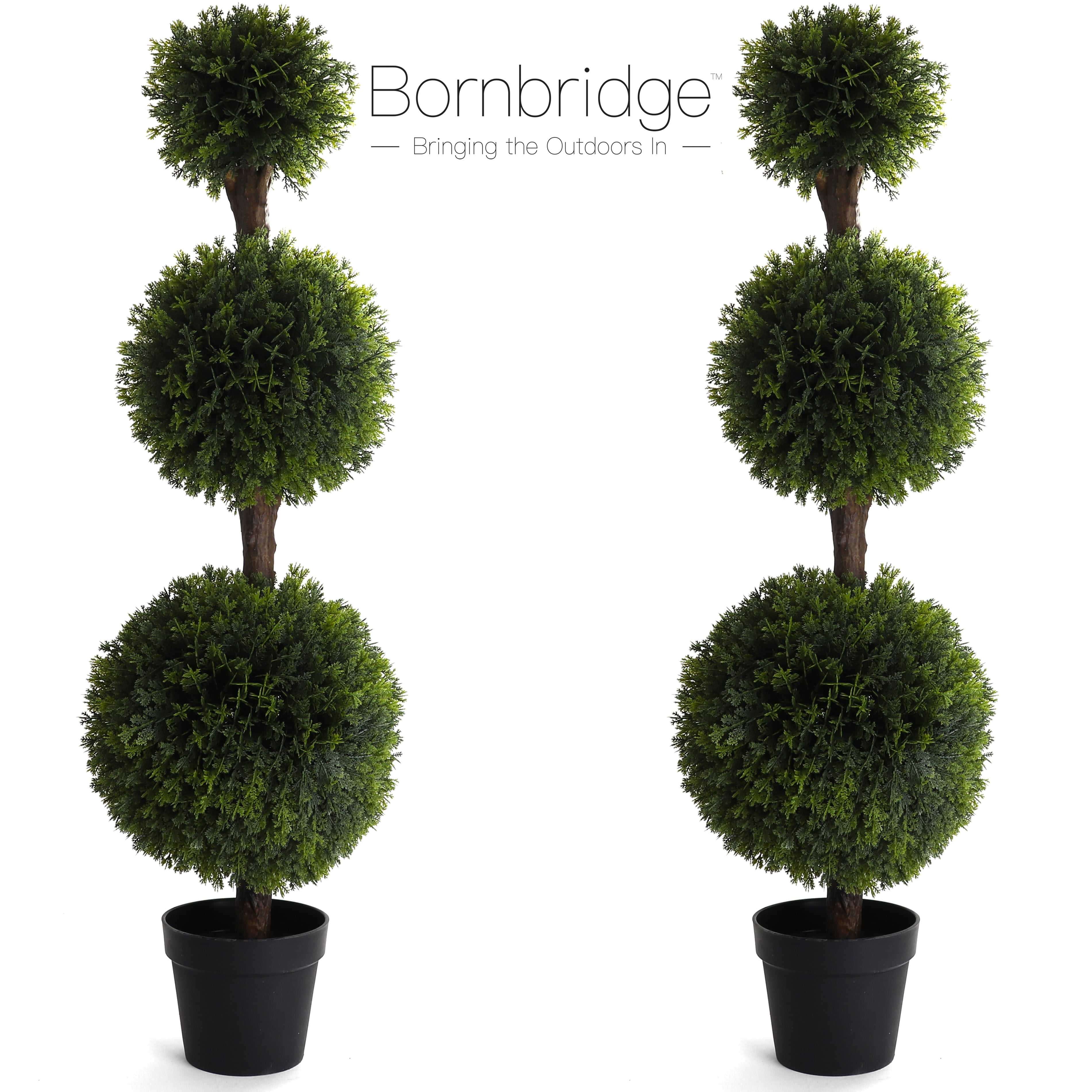 bornbridge artificial cypress topiary ball tree - 4' cypress ball tree -  indoor/outdoor topiary trees - artificial outdoor plants - lifelike cypress