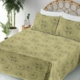 thumbnail image 3 of Ambesonne Line Art Flowers Fitted & Flat Sheet with Shams 4 Pcs Set, Peony Sketch Art, King, Avocado Green Dark Grey, 3 of 5