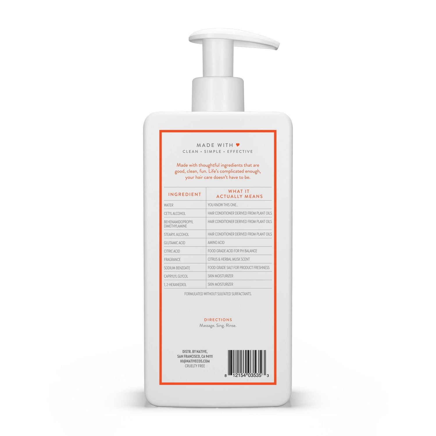 Shampooing Native Nettoyage quotidien, agrumes et musc botanique, sans sulfate ni parabènes Satellite