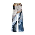 thumbnail image 4 of up to 60% off Gifts Usmixi Womens Drawstring Elastic Waist Capri Pants Fashion Marbled Print Plus Size Straight 3/4 Pants Summer Comfy Linen Pocket Cropped Trousers Dark Blue XL, 4 of 5