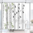 thumbnail image 5 of Forest Shower Curtain Birch Trees Forest Mountain Woodland Shower Curtain Green Tree Leaf Rowley Birds Scenery Spring Nature Themed Bathroom Decor Set with 12 Hooks 72x72 inches, 5 of 6