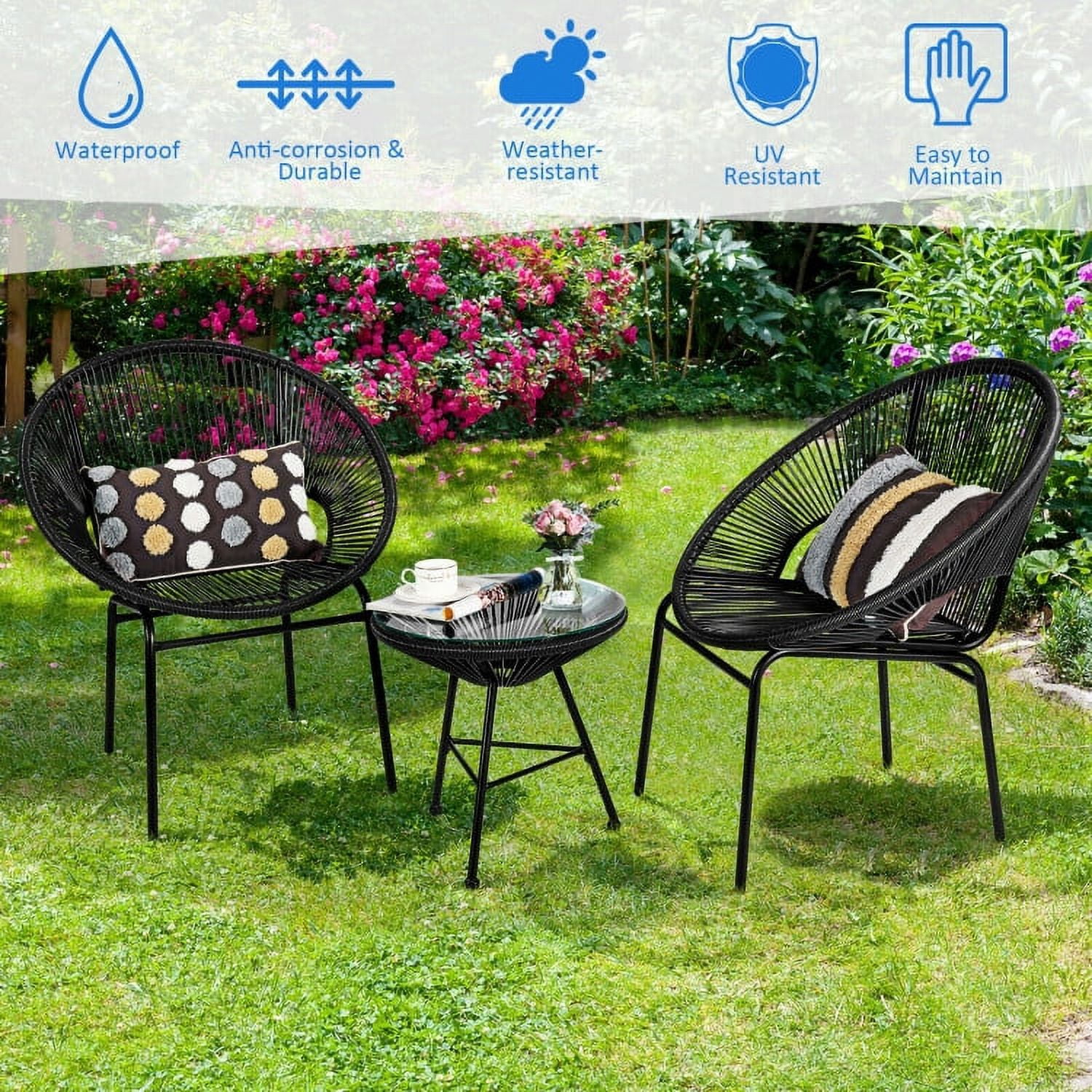 Aimee Lii 3 Pieces Patio Furniture Bistro Set with GlassTable, Small Patio Set, Black Aimee Lii 3 Pieces Patio Furniture Bistro Set with GlassTable, Small Patio Set, Black