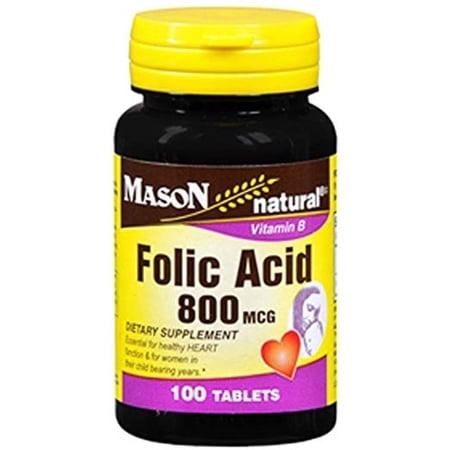 3 Pack - Mason Natural Folic Acid 800 mcg, 100 ea