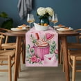 thumbnail image 2 of Valentine's Day Table Runner - 120 Inch Long, Kitchen Dining Table Runner Dresser Scarves, Pink Romantic Ice Cream Eucalyptus Leaves Farmhouse Decor for Coffee Tables Wedding Party Banquet, 2 of 8