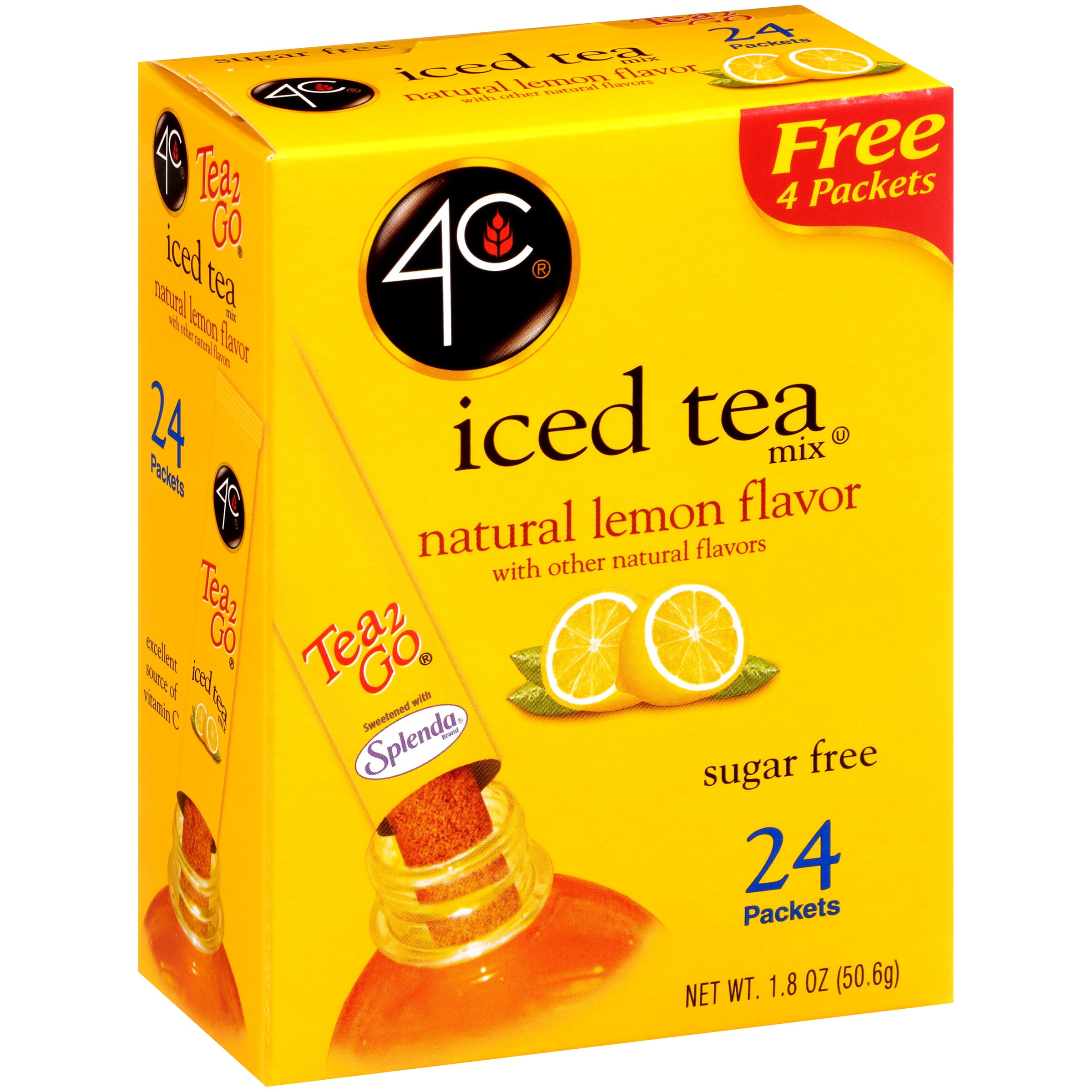 4C Totally Light Natural Lemon Iced Tea Mix, 20ct
