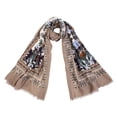 thumbnail image 2 of Elegant Large Vintage Floral Design Frayed End Scarf Wrap, 2 of 3