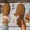 thumbnail image 2 of Dasayo Women's Boots Brown House Winter Ankle Flat Heel Fuzzy Slip on Furry Boots Women Shoes 37, 2 of 9