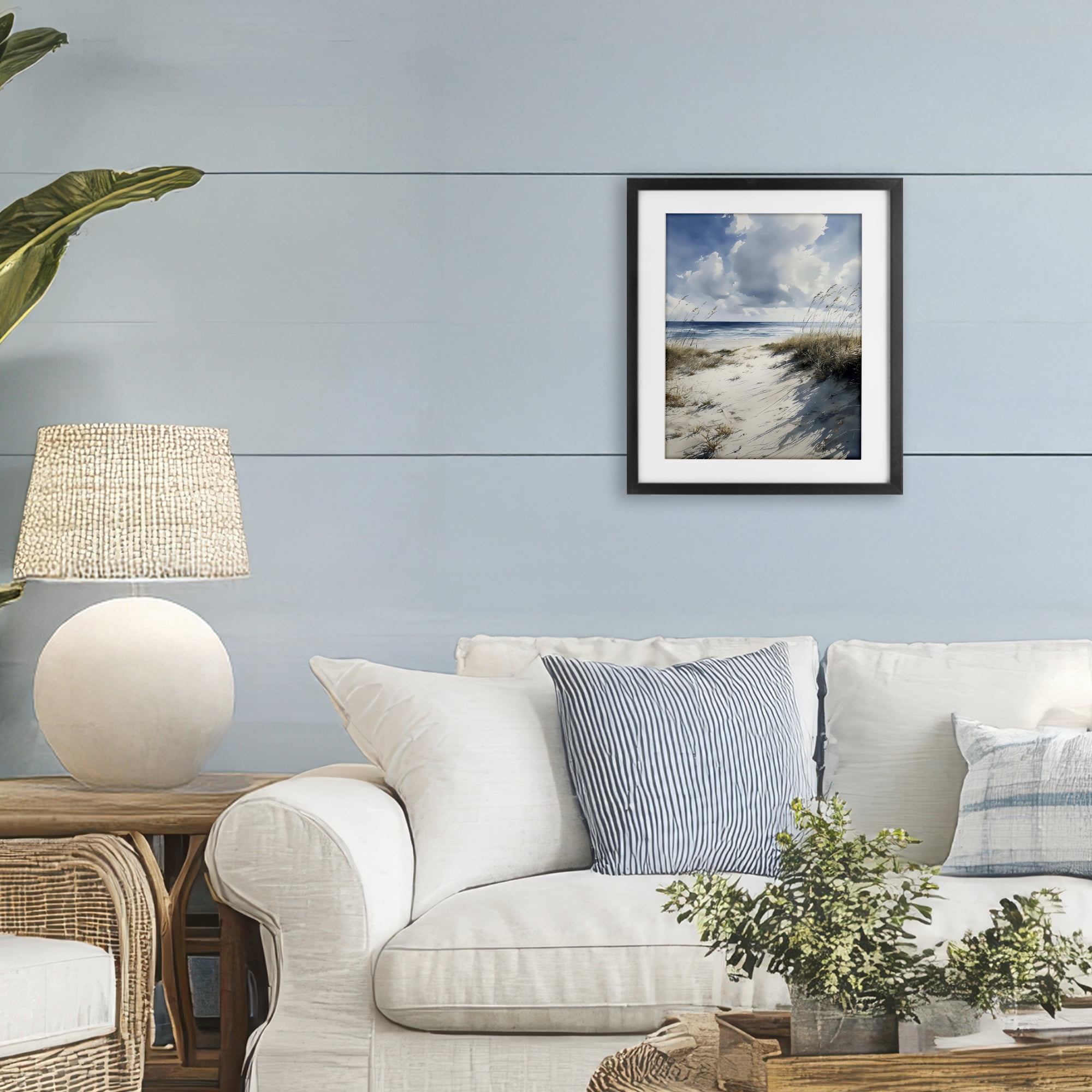Stupell Industries Dune Beach at Midday Black Framed Print Under Glass, design by Franklyn Gregory