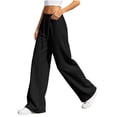 thumbnail image 2 of Wide Leg Yoga Pants for Women Baggy Sweatpants High Waisted Track Pants | Workout, Athletic, with Pockets, Y2k, Straight Leg, Lounge, Casual, Comfy, Vacation, Trousers, Daily Wear (Black,XXL), 2 of 6