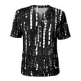 thumbnail image 5 of Ink Wash Floral Henley Blouse for Women - Short Sleeve V-Neck Button Down Tunic, Loose Fit Boho Casual Summer Top Black XXL, 5 of 9