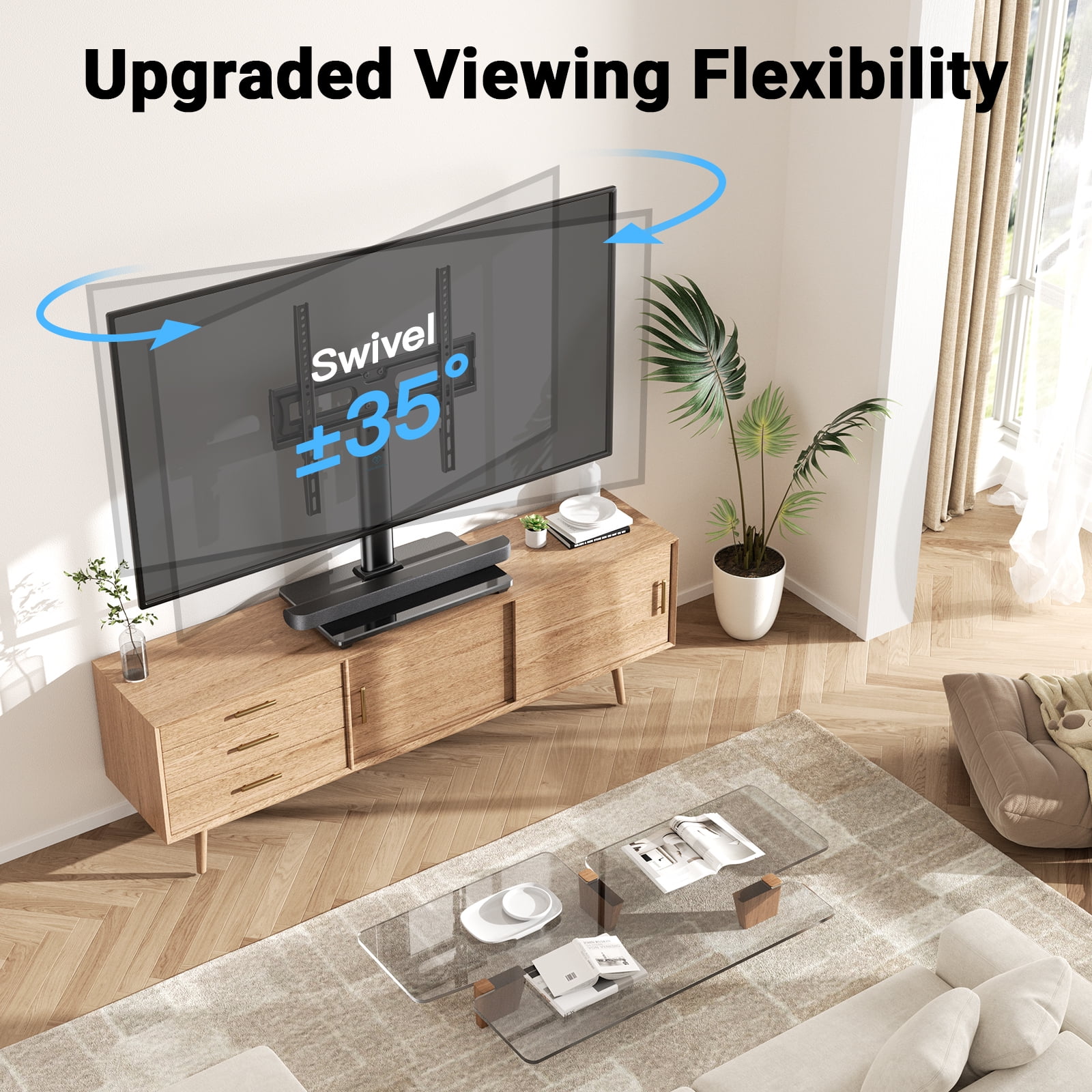 PERLESMITH Universal TV Base for 32"-60" TVs, ±35°Swivel, 88-lb Capacity,  Max VESA 400x400mm, Height Adjustable, PSTVS28B