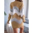 thumbnail image 6 of Women Sweater Dress Color Block Casual Fall Long Sleeve Knit Crewneck Short Dresses Khaki L, 6 of 9
