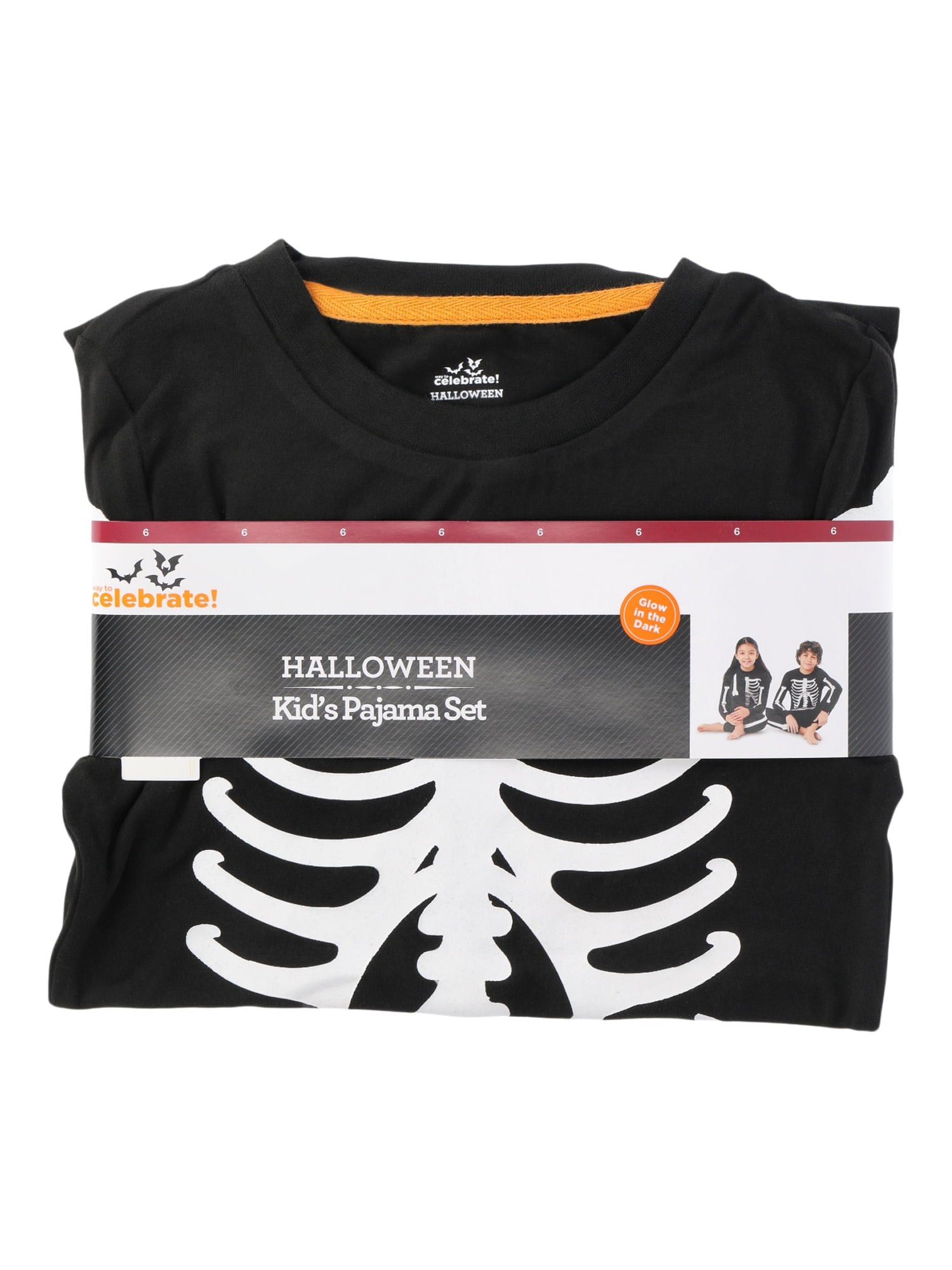 Halloween Boys or Girls Family Matching Pajamas Glow In The Dark Skeleton Set by Way to Celebrate, 2-Piece, Sizes 6-12