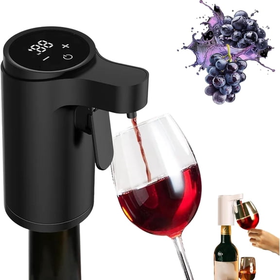 Liquor Dispenser, 5-in-1 Electric Wine Aerator & Automatic Pourer, 2025 New Rechargeable Wine Decanter, Adjustable Pour Volume, Fits Most Wine Bottles with LED Touch Screen