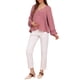 thumbnail image 2 of Blusa de maternidad para mujeres Inspire Chic, tops de corte alto-bajo, cuello en V, estilo babydoll, con botones, de manga larga, con linterna, plisada, fruncida y con volantes, embarazo, 2XL, rosa, 2 of 6