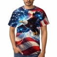 thumbnail image 3 of LAOLIUSN Funny USA Bald Eagle T-Shirt American Flag Style Graphic Tee Shirt，S-4XL, 3 of 7