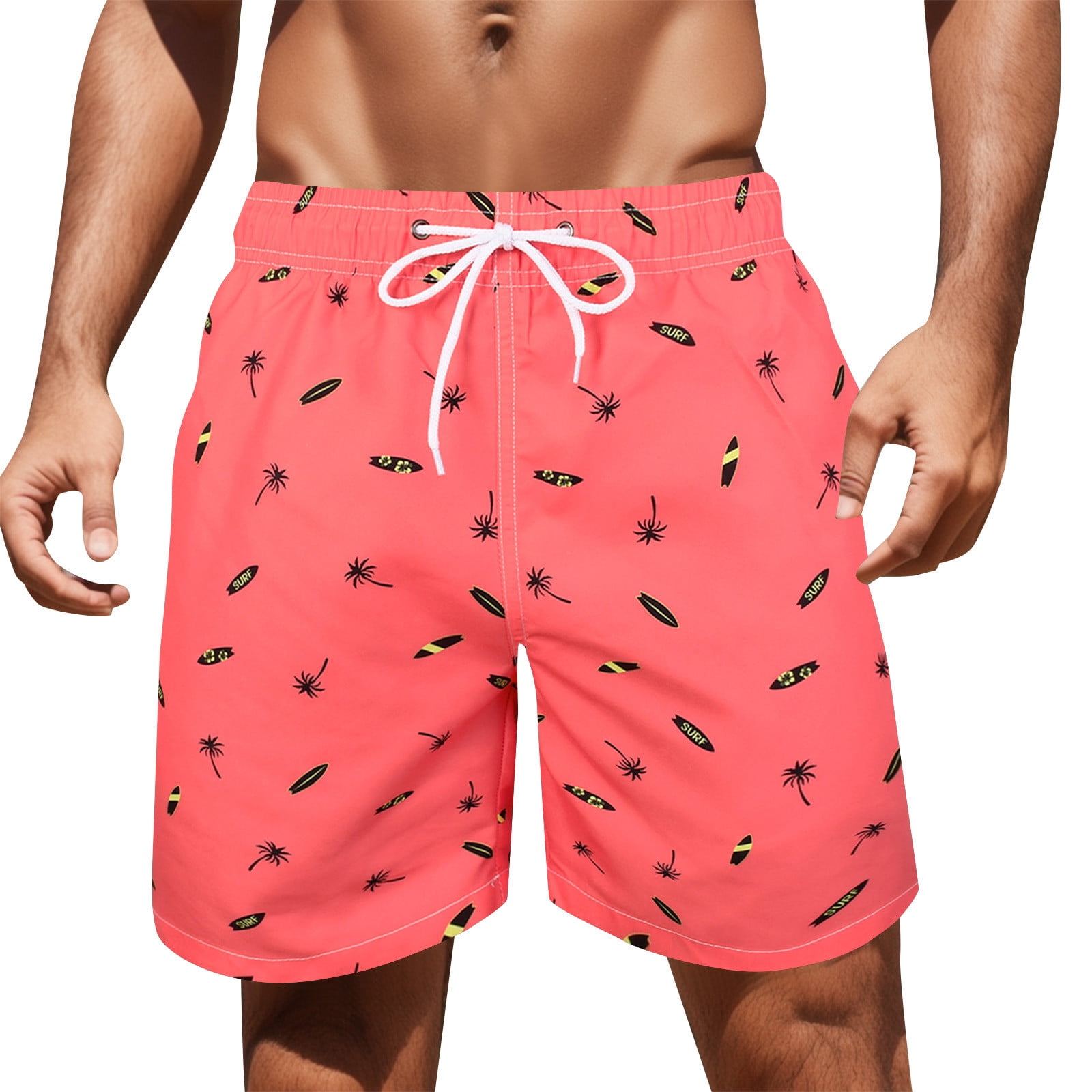 Short De Bain Homme 2025 - Imprimé Cocotier - Polyester Léger - Taille Réglable - Plage, Sport, Voyage - 5