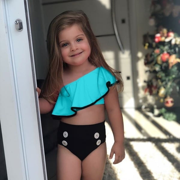US Kids Girls Swimwear Tankini Set Two Piece Swimsuits Bathing Suits Beachwear 