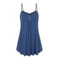 thumbnail image 3 of Womens Dresses Summer Sleeveless Spaghetti Strap Double Breasted Plain Shift Casual Dress Blue XXXL, 3 of 6
