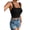 Black, variant on Women'S Spaghetti Strap Eyelet Embroidery Summer Sleeveless Crop Tank Cute Top White M