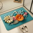 thumbnail image 1 of Fiudx Ofertas y liquidaciones Alfombra de entrada con patrón de flores y yeso estilo alfombra absorbente para baño fresco, 1 of 3